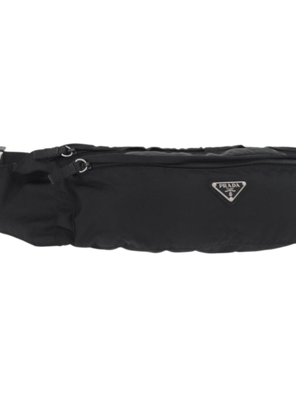 PRADA Waist bag Nylon Black Silver Auth 180191
